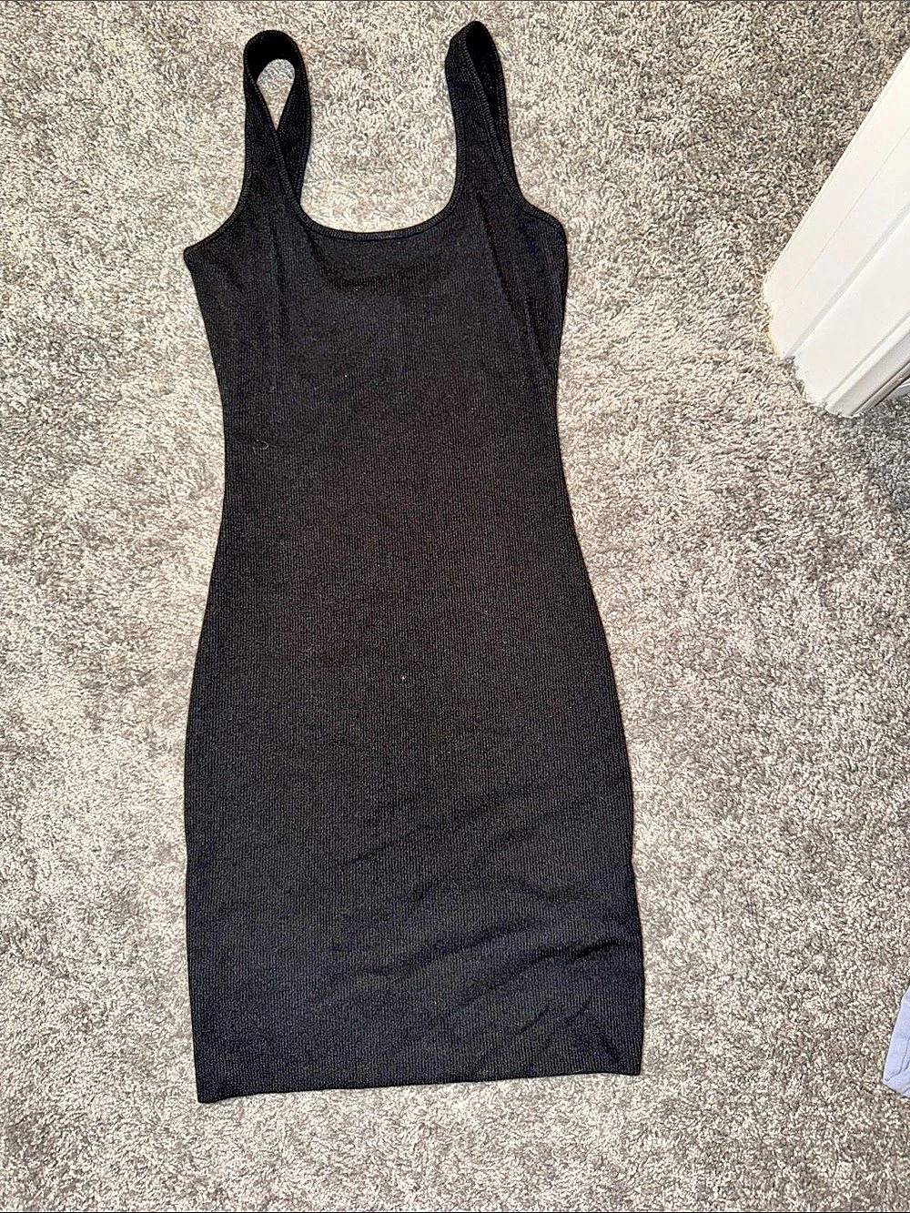 Mini Ribbed Dress in Black Size M